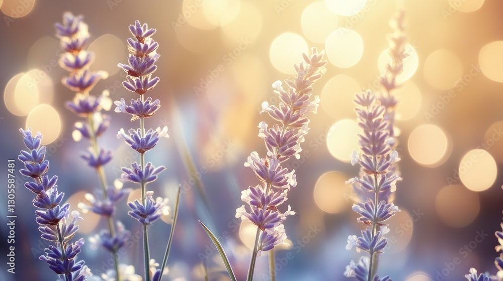 Poster beautiful lavender plants with bokeh background and soft light