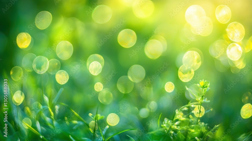 Poster a beautiful image of vibrant green grass with bokeh effect