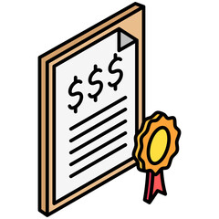 Bond isometric outline 3d mini illustration icon, use for modern concept, UI or UX kit, web and app development. related to business, finance, economy.