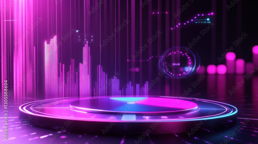 Aufkleber Abstract digital visualization of data with a futuristic display and platform