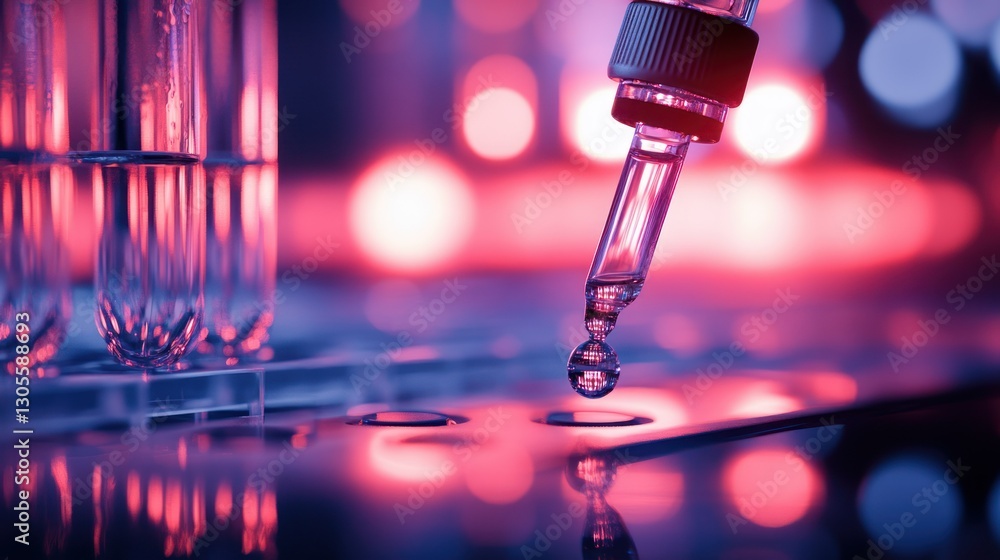 Poster Laboratory Pipette Dropping Fluid Into A Collection Of Test Tubes