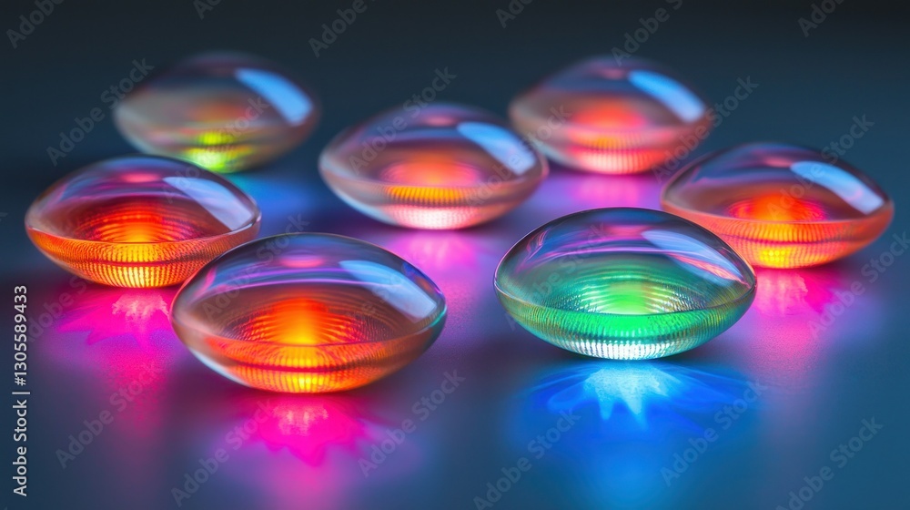 Poster Several Luminous Objects Illuminate in a Gradient of Vivid Colors