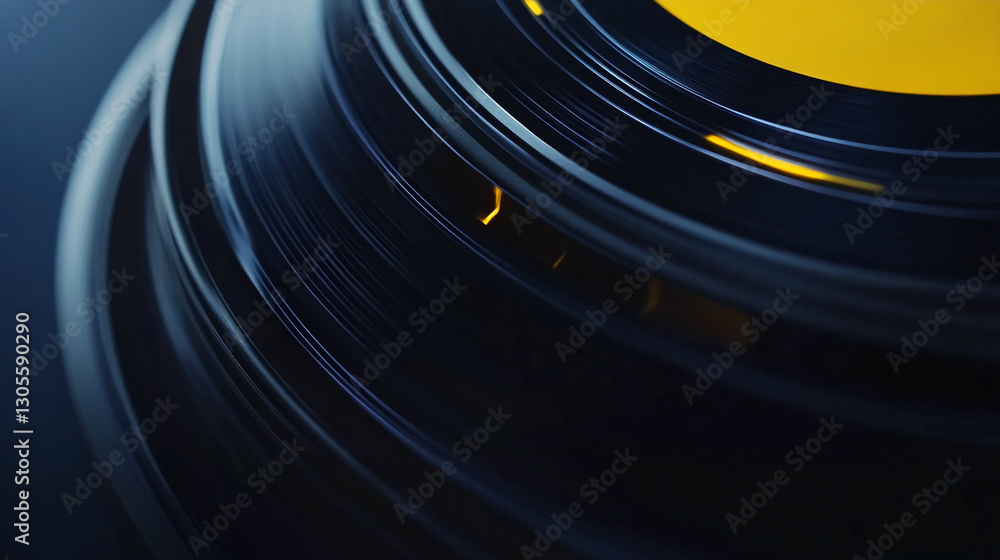 Aufkleber dark blue and yellow abstract texture, curved lines creating depth and dynamic motion, suggestive of