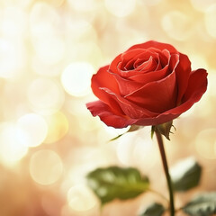 Background with red rose flower with bokeh effect for love, in allusion to Mother's Day 