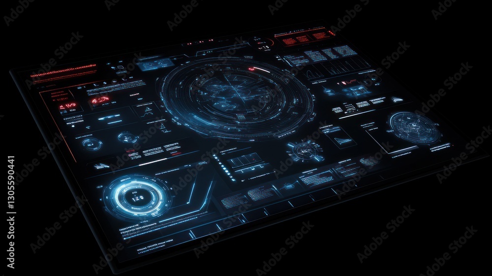 Poster A Futuristic Digital Display Showing Graphical Data Information On Screen