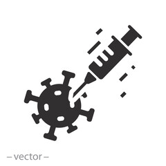 immunization therapy of coronavirus, virus vaccine icon, protect from infection bacteria, flat vector illustration