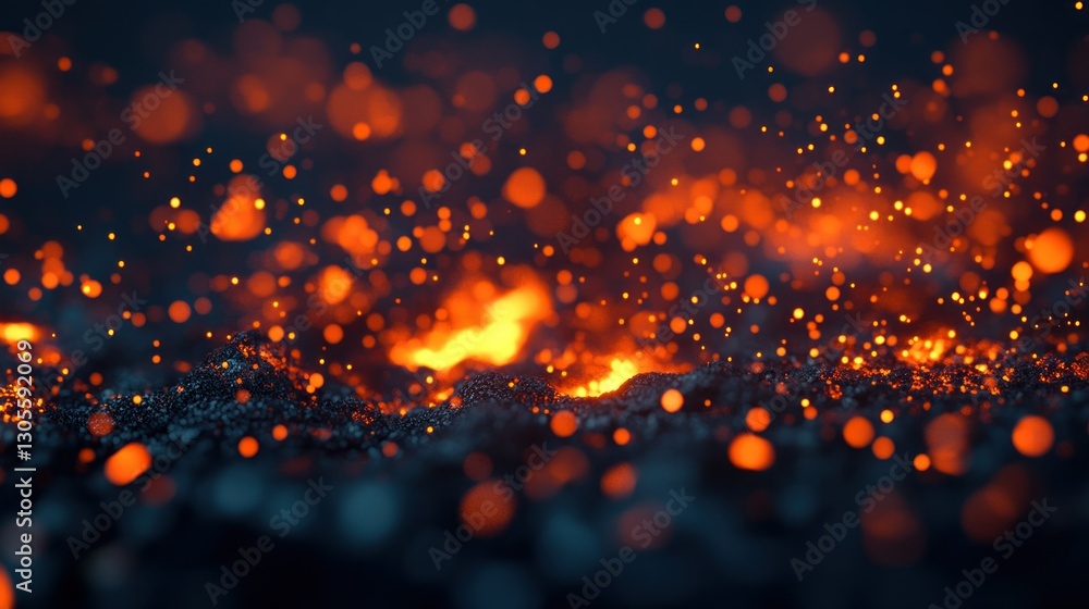 Aufkleber abstract depiction of fiery particles in a dark ethereal background