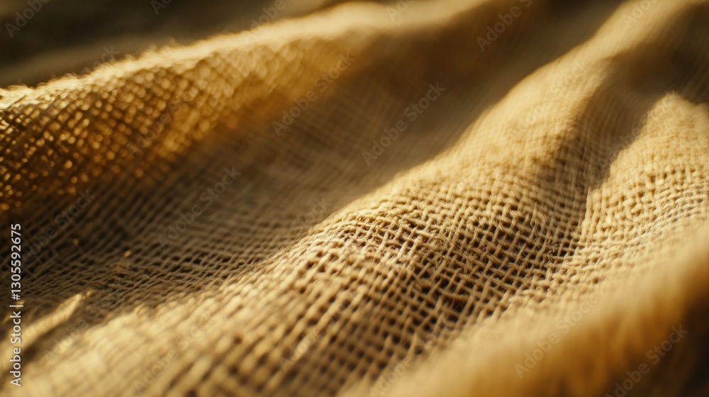 Poster a close up view of woven burlap fabric texture