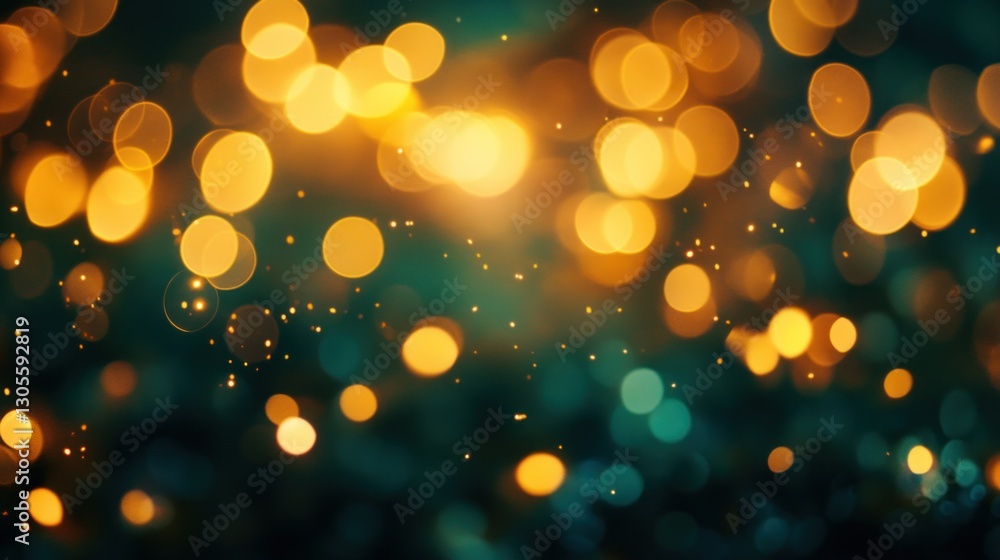 Poster warm yellow and green bokeh effects create an abstract aesthetic
