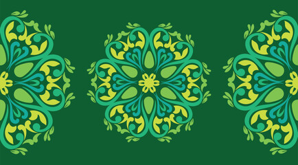 Tatar seamless pattern. Islamic tulip, floral geometry. Culture of the Tatar people, symbols of green and red