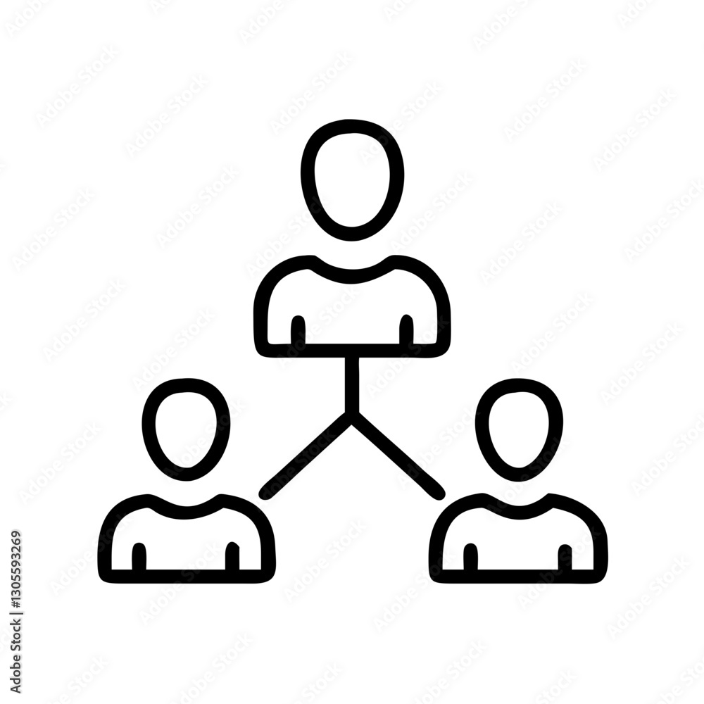 Poster simple line art of a team structure icon representing collaboration and teamwork, digital illustrati