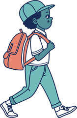 Cheerful Schoolboy Walking with Backpack
