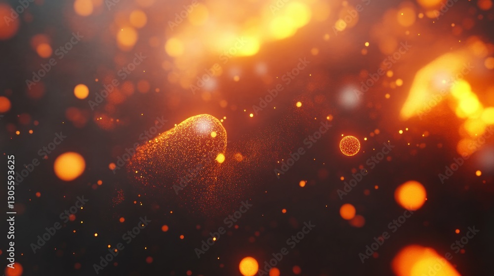 Poster Abstract golden sparkles floating in a cosmic ethereal environment