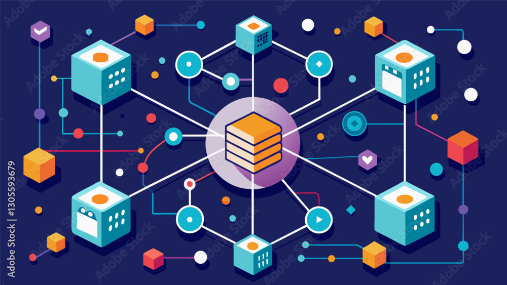 Poster through the intricate hexabyte connections information travels in all directions creating a dynamic 