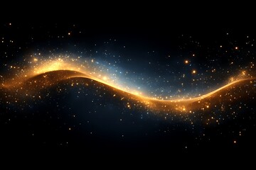 Golden wave sparkles on dark void backdrop
