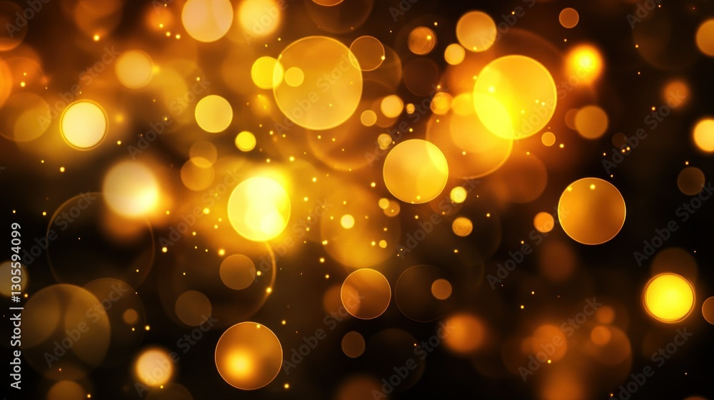Poster Golden Bright Bokeh Circles and Sparkling Lights Background Image