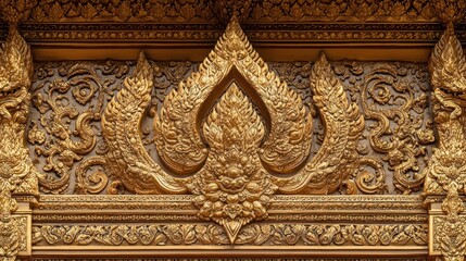 Intricate gilded architectural details showcase an ornate aesthetic in detail