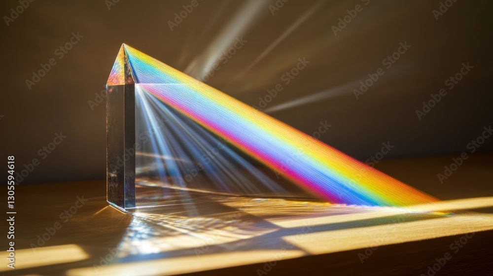 Poster light refraction shown through prism causing spectacular rainbow display
