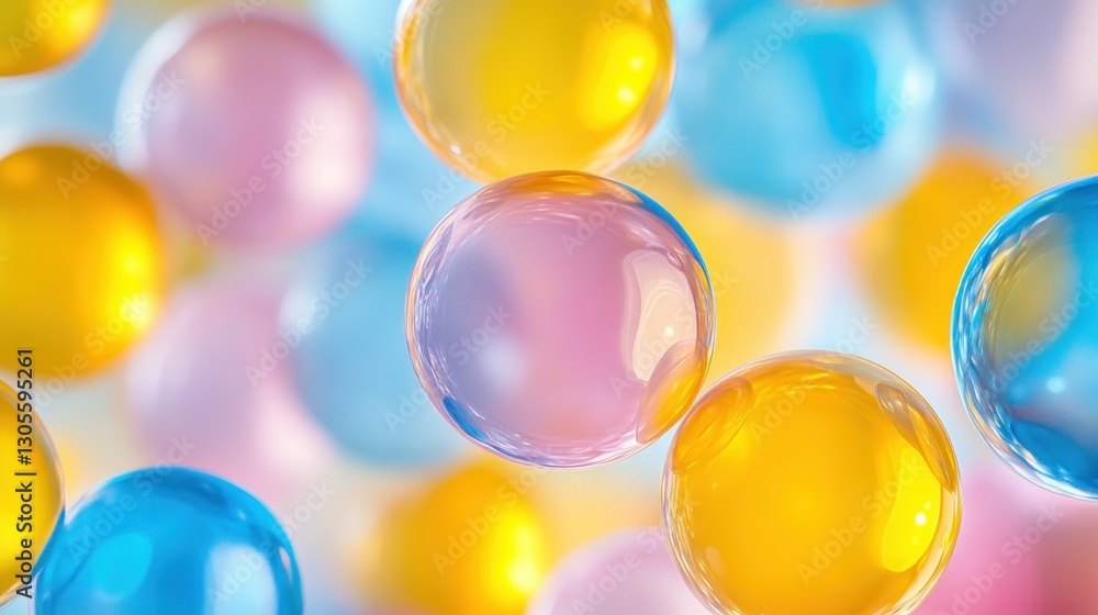Poster Floating colorful transparent spheres creating a lovely abstract composition and art