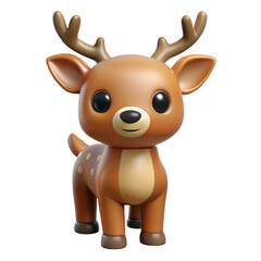 Fototapeta premium Adorable 3D Cartoon Reindeer, Cute Animal Character, Christmas Design