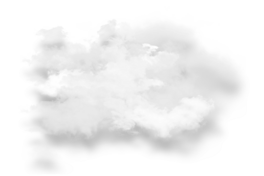Cutout clean white cloud with shadow on transparent background.
