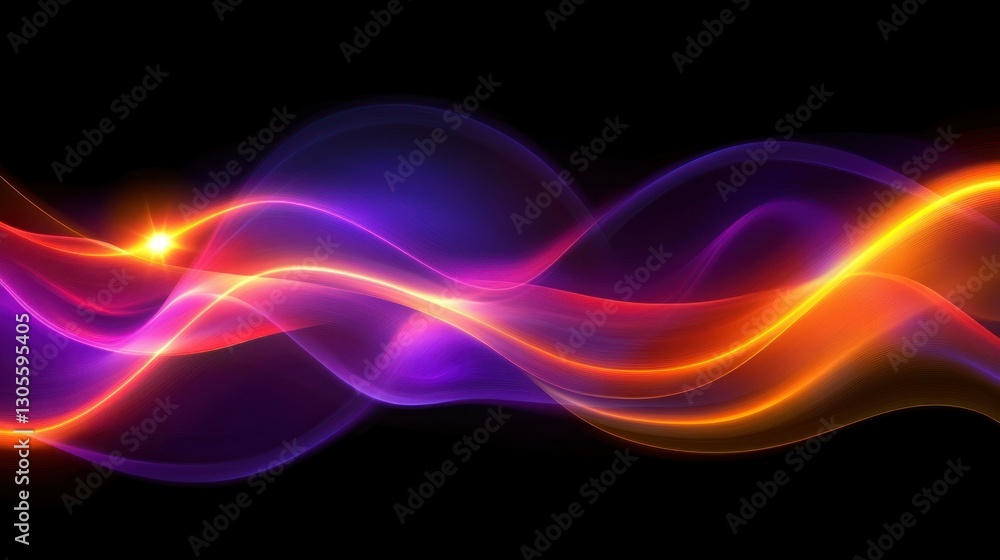 Poster Vibrant Flowing Abstract Lines With Multiple Colorful Brights