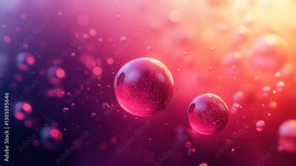 Aufkleber Two translucent bubbles floating within an abstract colored background
