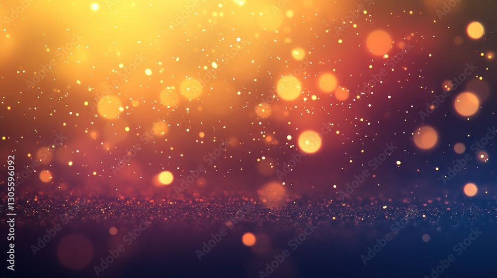 Poster Blurred particles and bokeh create a shimmering golden light effect