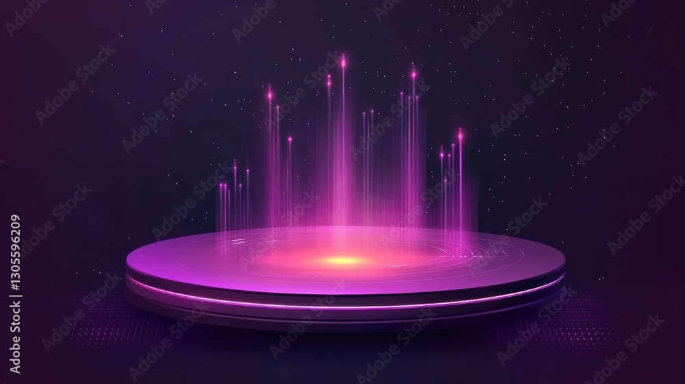 Poster Abstract rendering showcasing vibrant stage with illuminated lights