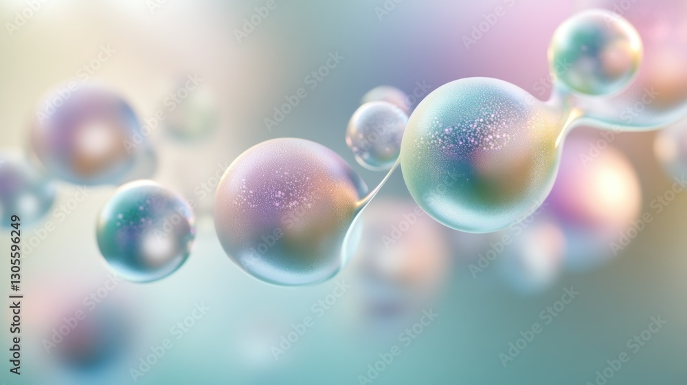 Poster Abstract render of floating spheres in gradient color scheme