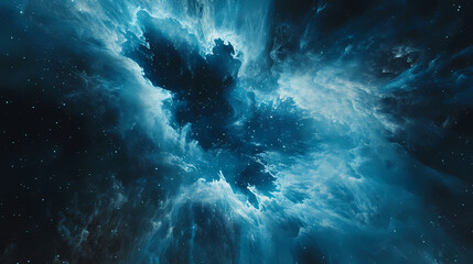 A mesmerizing display of swirling blue particles creates a cosmic vortex in deep space. Delight - Fairytale. Illustration