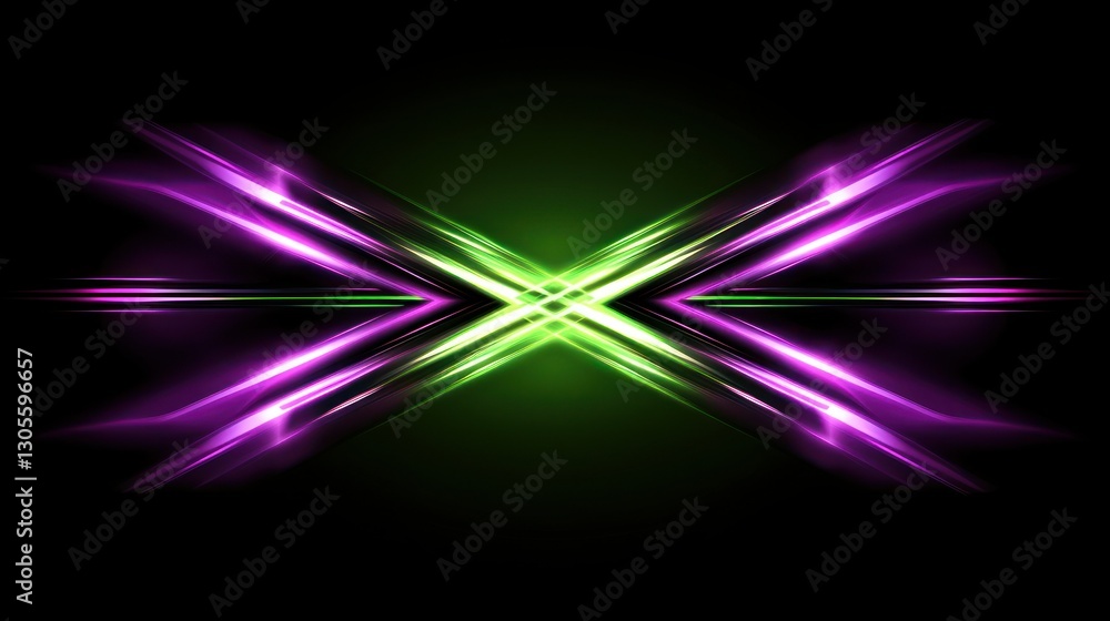 Poster Abstract Design Showing Neon Lines in Contrasting Color Schemes