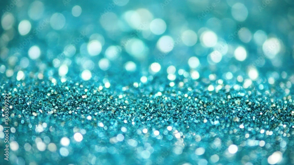 Poster Glittering Turquoise Background With Bokeh Effect And Sparkly Texture