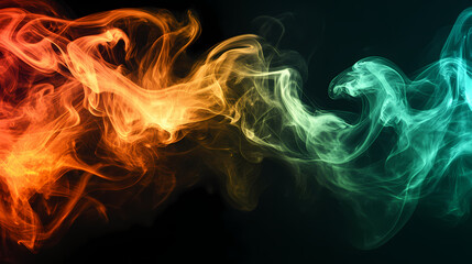 abstract green orange smoke
