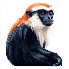 Obraz premium Stylized Illustration of a Red Colobus Monkey with Orange Accents on a Clean White Background
