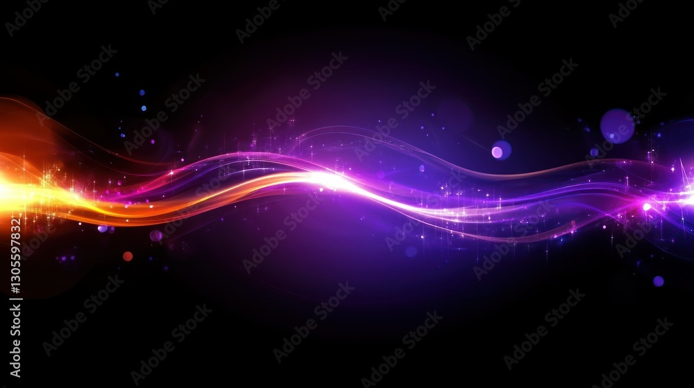 Aufkleber a luminous wave of light with sparkles on dark background