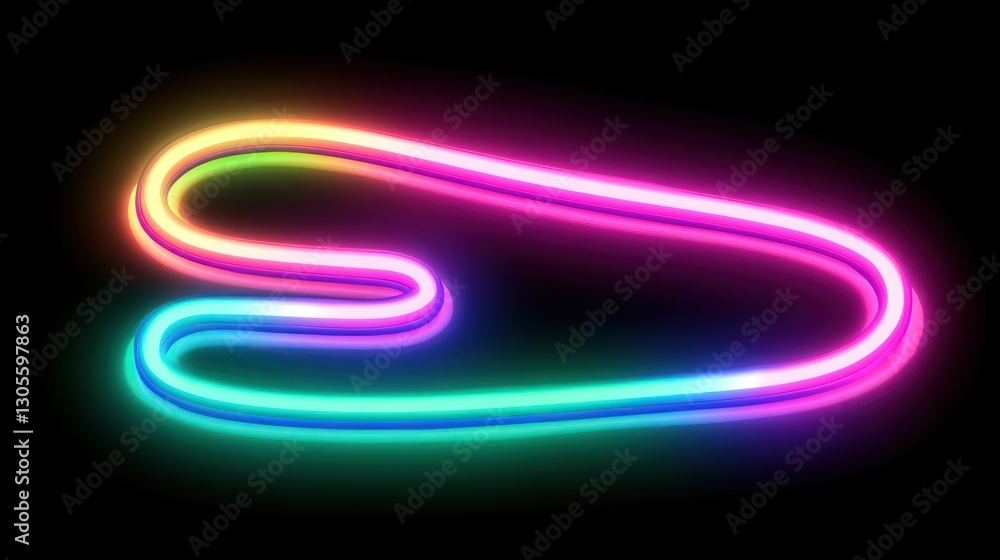 Poster a neon light serpentine curve displays multiple colorful shades