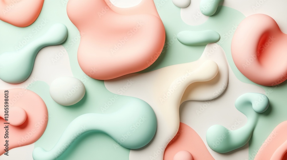 Aufkleber Soft abstract shapes in pastel colors creating a patterned composition