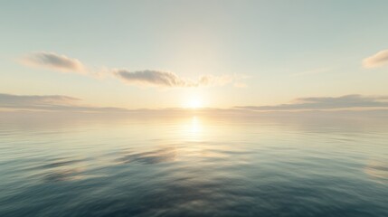 Calm ocean at sunrise featuring subtle clouds and soft light
