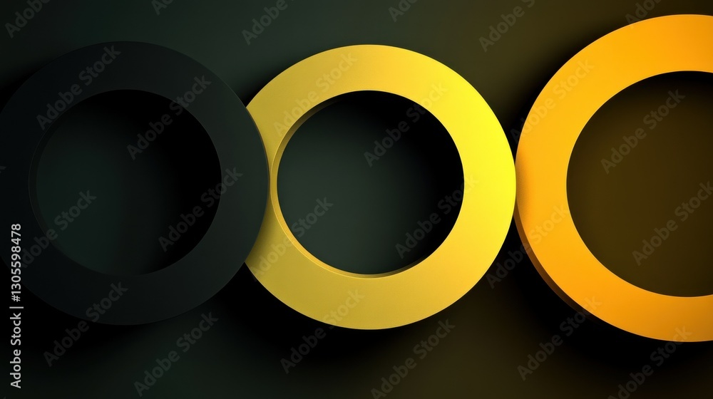 Poster Three rings overlapping to form a colorful minimalist composition of circles