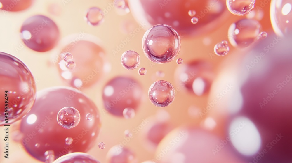 Poster Various translucent spheres floating in a blurred gradient background