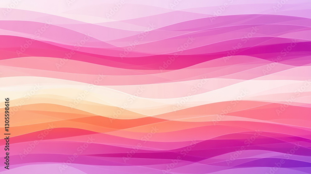 Poster Abstract image of colorful overlapping curved wavy lines