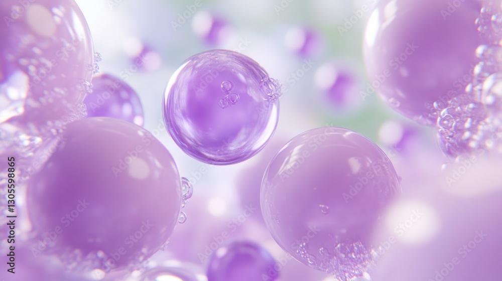 Poster Close up of floating purple bubbles in an image