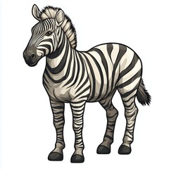 Fototapeta premium Vector Illustration of a Single Plains Zebra with Sticker Logo on White Background