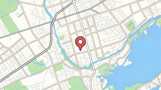 A generic city map with a pin