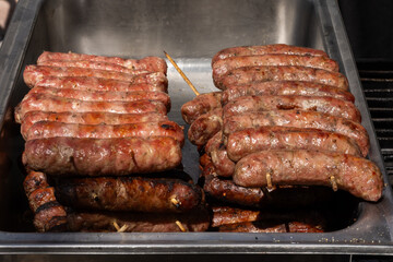 Sausages on the grill