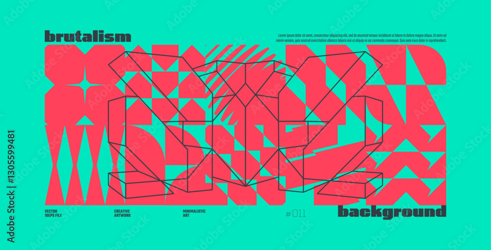 Aufkleber brutalism abstract vector turquoise background with postmodern geometric graphic shapes in y2k aesth