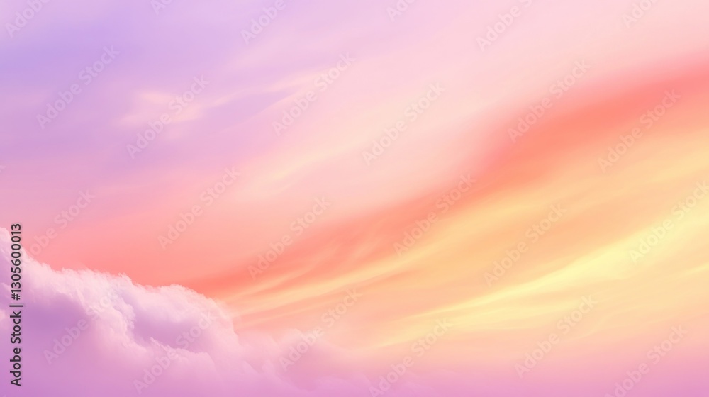 Poster Soft beautiful colorful sky with hints of clouds and gradients