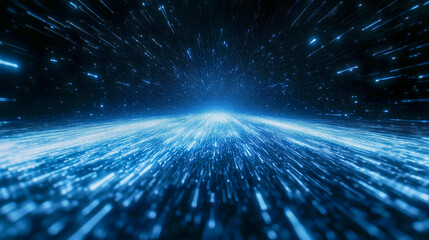 Obraz premium Abstract depiction of blue light streaks creating a sense of speed, technology, and futuristic digital data flow