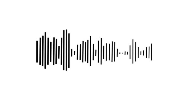 abstract music sound wave or audio waveform on a white background. Technology digital signal Audio spectrum. Sound waves meter. White audio waveform, Sound wave isolated animation.